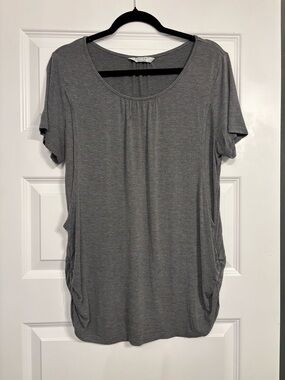 Grey Scoop Neck Maternity Nursing Top